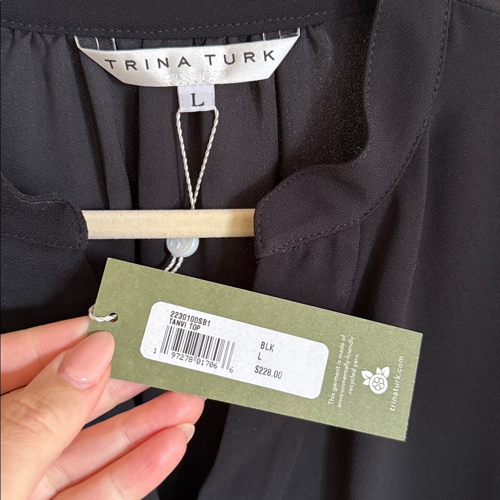 NWT! ๐ค Trina Turk Tanvi Top, Black, Size L - Picture 7 of 7